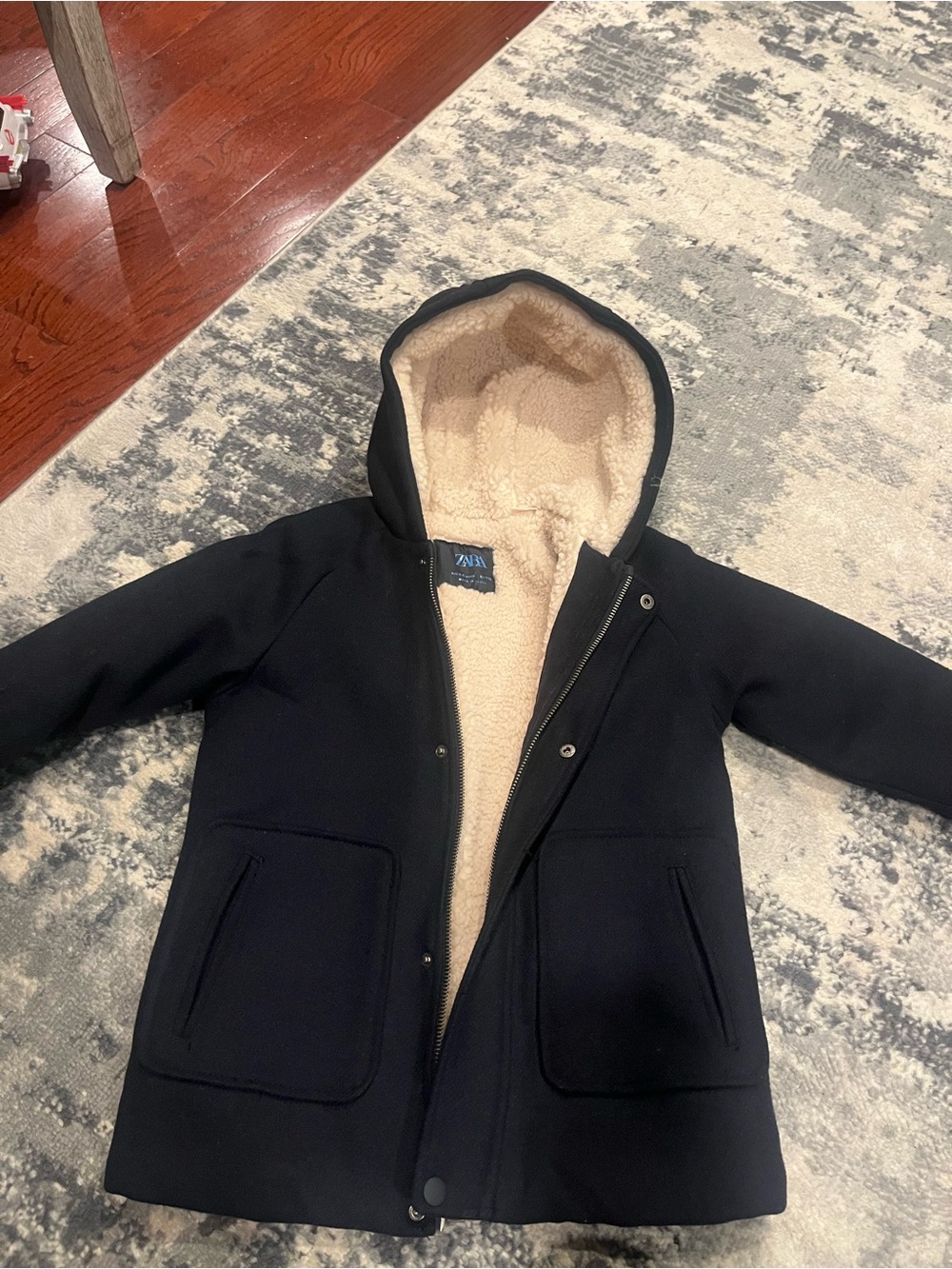 Zara Black Jacket with Cream Sherpa Interior